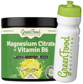 GreenFood Magnesium Citrate + Vitamin B6 150 g + Láhev ZADARMO