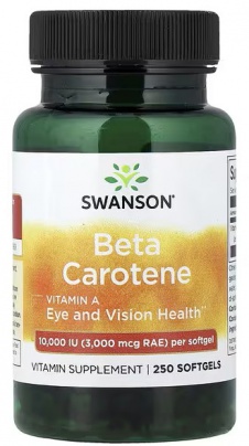 Swanson Beta karoten vitamín A 10 000 iu 100 kapslí