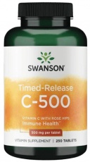 Swanson Vitamin C with Rose Hips - Timed release 500 mg 250 tabliet VÝPREDAJ 5.2026