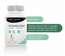 Sportwave Vitamin D3K2 + Calcium Chelate 60 kapslí