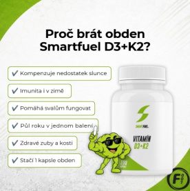 SmartFuel Vitamin D3 + K2 (D3 5000 IU / K2 jako MK-7) 100 kapsúl