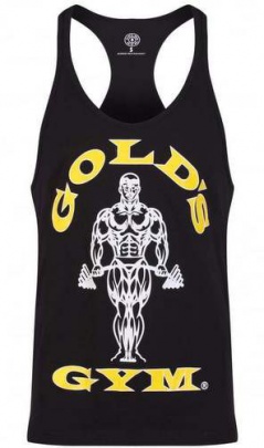Gold's Gym pánské tílko černé se žluto bílým logem - S