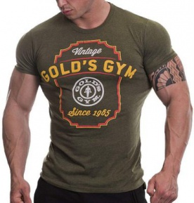 Gold's Gym pánské tričko GGTS066 Vintage Army - L