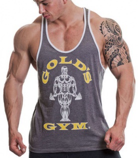 Gold's Gym pánské tílko šedé s bílými lemy