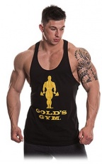 Gold's Gym pánské tílko slogan černé se žlutým logem