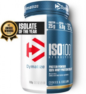Dymatize Iso 100 Hydrolyzed Whey Protein Isolate 900 g - cookies & cream