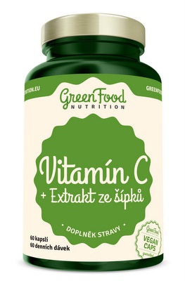 GreenFood Vitamín C + Extrakt ze šípků 500 mg 60 kapslí