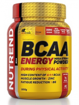 Nutrend BCAA Energy Mega Strong Powder 500 g - pomeranč VÝPRODEJ