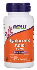 Now Foods Hyaluronic Acid 50 mg + MSM 60 kapslí