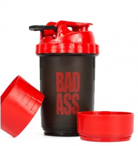 Bad Ass Smart Šejkr 500 ml se zásobníky - černo/červený