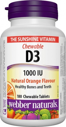 Webber naturals D3 1000 IU 180 žvýkacích tablet - pomeranč PROŠLÉ DMT 7.2023