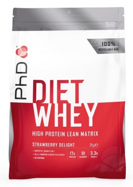 PhD Diet Whey Protein 2000 g - jahoda + Šejkr Exclusive 600 ml ZDARMA