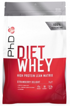 PhD Diet Whey Protein 1000 g - jahoda + Šejkr Exclusive 600 ml ZDARMA