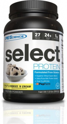 PEScience Select Protein 837g US verze - jahodový cheesecake PROŠLÉ DMT