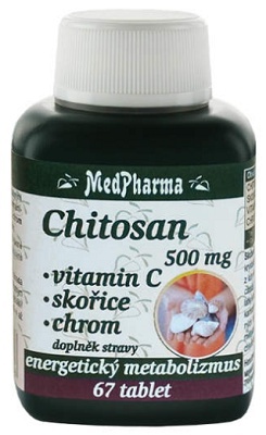 MedPharma Chitosan 500mg + vit.C + skořice + chrom 67 tablet PROŠLÉ DMT (8. 1. 2023)