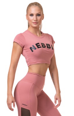 Nebbia Sporty Hero crop top s krátkým rukávem 584 old rose - XS