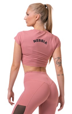 Nebbia Sporty Hero crop top s krátkým rukávem 584 old rose - XS