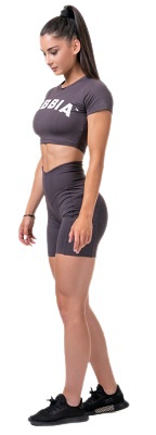 Nebbia Sporty Hero crop top s krátkým rukávem 584 marron - S