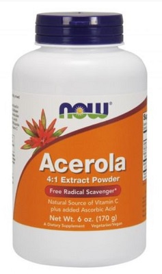 Now Foods Acerola (přírodní vitamín C) 4:1 extrakt prášek 170 g