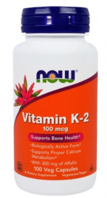 Now Foods Vitamin K2 jako MK-4 100 mcg 100 rostlinných kapslí