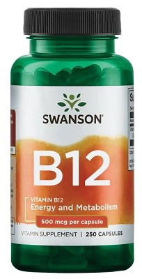 Swanson Vitamin B12 500 mcg 250 kapslí