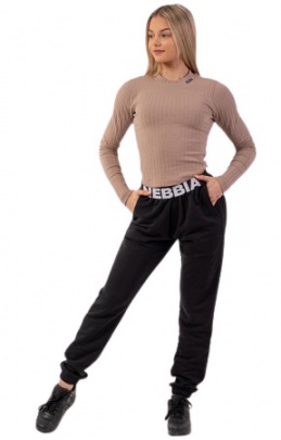 Nebbia Tepláky Iconic s elastickým pasem 408 černá - L