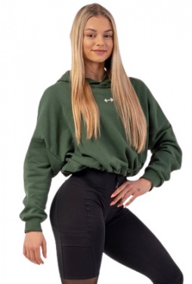 Nebbia Iconic Crop Mikina s kapucí 421 zelená - XS - S