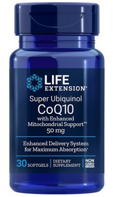 Life Extension Super Ubiquinol CoQ10 with Enhanced Mitochondrial Support 50 mg 30 kapslí