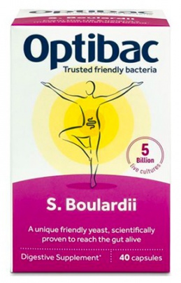 Optibac Saccharomyces Boulardii (Probiotika při průjmu) 40 kapslí