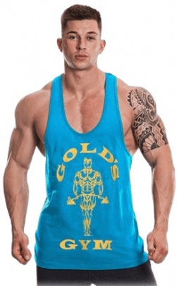 Gold's Gym Pánské tílko Stringer Joe Premium GGVST003 tyrkysová/žlutá - XXL