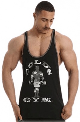 Gold's Gym Pánske tílko Camo Joe Stringer GGVST145 černá - S