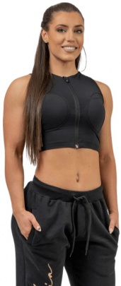 Nebbia Intense Dámský Crop top s vysokou podporou Mesh 842 černý - S