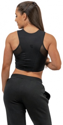 Nebbia Intense Dámský Crop top s vysokou podporou Mesh 842 černý - S