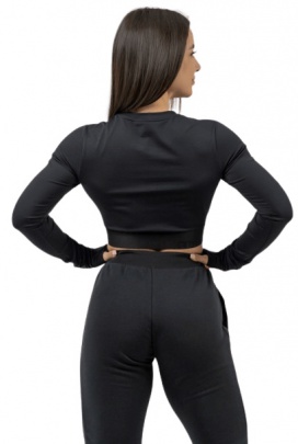 Nebbia Intense Dámský Crop top s dlouhým rukávem 839 černý - M