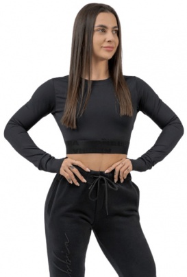Nebbia Intense Dámský Crop top s dlouhým rukávem 839 černý - M
