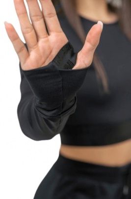 Nebbia Intense Dámský Crop top s dlouhým rukávem 839 černý - M