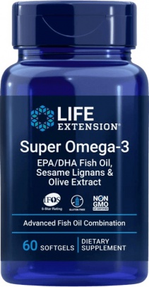 Life Extension Super Omega-3 EPA/DHA Fish Oil, Sesame Lignans & Olive Extract 60 kapslí