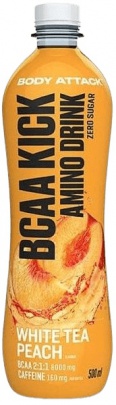 Body Attack Bcaa Kick 500 ml - bílý čaj/broskev PROŠLÉ DMT 9.1.2025