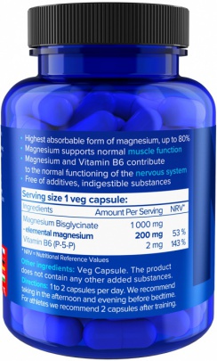 NATIOS Magnesium Bisglycinate 1000 mg + B6 90 kapslí