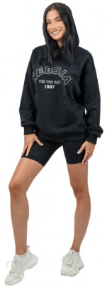 Nebbia OVERSIZE MIKINA S KAPUCÍ GYM RAT 256 Černá - L