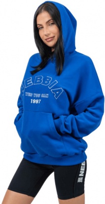 Nebbia OVERSIZE MIKINA S KAPUCÍ GYM RAT 256 Modrá - S