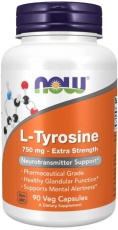 Now Foods L-Tyrosine Extra Strength 750 mg 90 rostlinných kapslí