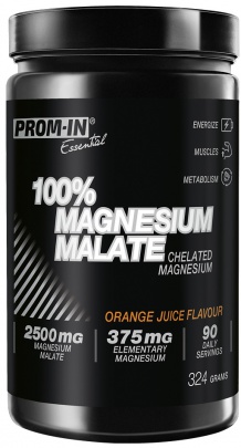 Prom-in 100% Magnesium Malate 324 g - pomeranč + Magnesium Bisglycinát 120 kapslí ZDARMA