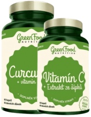 GreenFood Curcumin (Kurkumin) & vitamin D3 60 kapslí + Vitamín C 60 kapslí ZDARMA