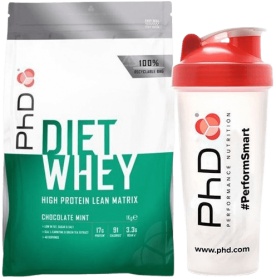 PhD Diet Whey Protein 1000 g - jahoda + šejkr 600 ml ZDARMA