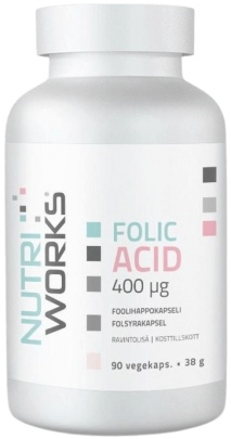 NutriWorks Folic Acid 400µg 90 kapslí VÝPRODEJ (POŠK.OBAL)