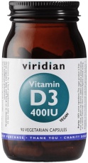 Viridian Vitamin D3 400IU 90 kapslí DOPRODEJ