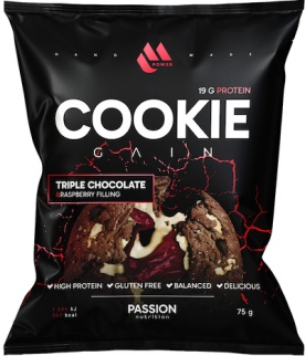Passion Nutrition MPower Cookie Gain 75 g - Tři druhy čokolády/arašídová náplň
