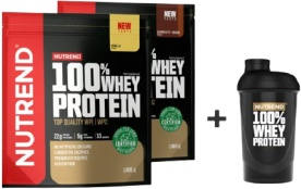 Nutrend 100% Whey Protein 1000 g 2x + Šejkr 100% Whey 600 ml AKCE