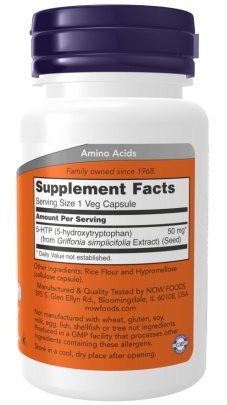 Now Foods 5-HTP (5-hydroxy L-tryptofan) 50 mg 180 kapslí